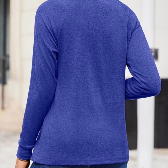 Blue Asymmetrical Pleated Long Sleeve - Picture 2 of 4
